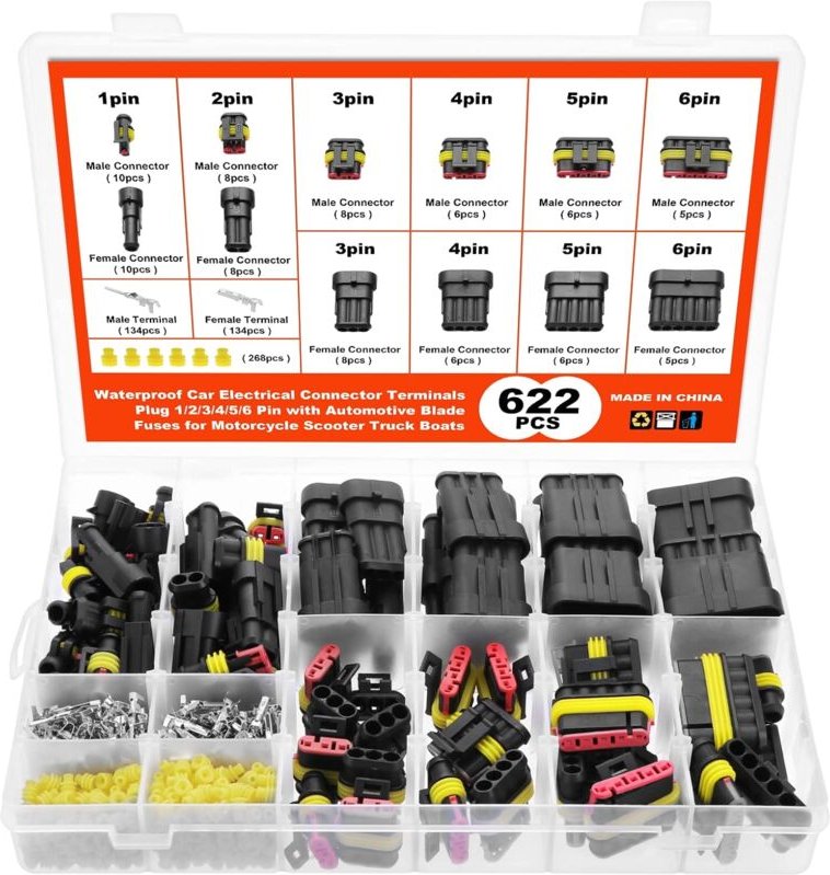 622 Stück wasserdichte elektrische Steckverbinder, wasserdichte elektrische Steckverbinder für Auto, Motorrad, Roller, L...