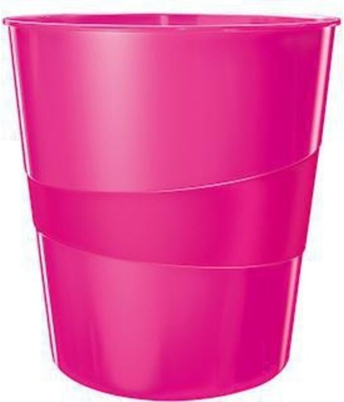 Leitz - Papierkorb wow 29 x 32,4 cm (d. x h) 15l Polystyrol Farbe: pink 1 Sortierfach