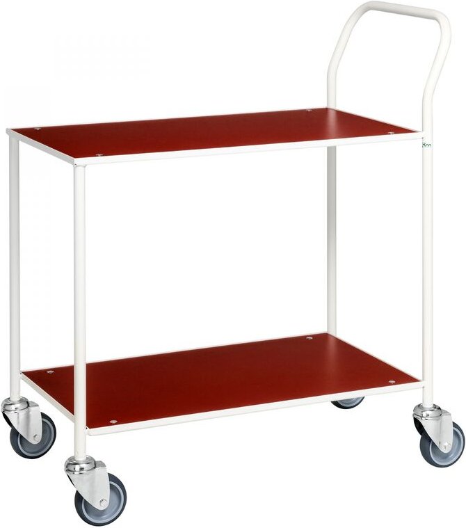 Kongamek Tischwagen voll verschweisst, rot mit pulverbeschichtetem Rahmen 755x430mm Ladefläche und Bremse