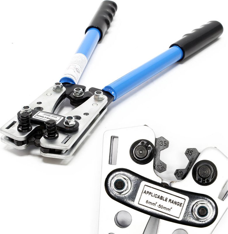 Wiltec - Crimpzange für 6-50 mm² Rohrkabelschuhe, Quetschverbinder Zange für Kabelschuhe und Endverbindungen, Krimperzan...