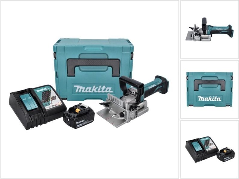 Makita - dpj 180 RG1J Akku Nutfräse 18 v 100 mm + 1x Akku 6,0 Ah + Ladegerät + Makpac