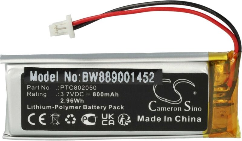 vhbw Akku Ersatz für Sena XK701953, PTC802050 für Wireless Headset Kopfhörer (800 mAh, 3,7 V, Li-Polymer)