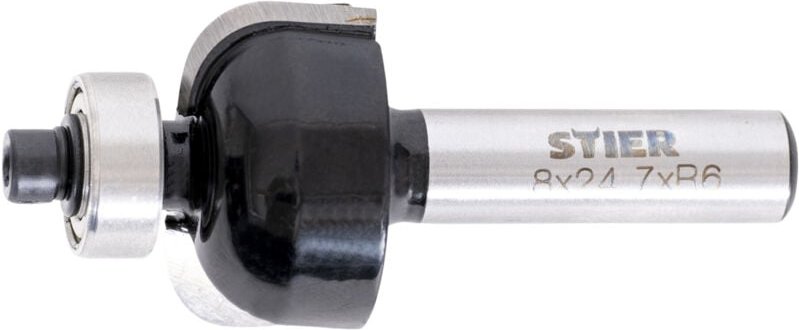 Hohlkehlfräser mit Kugellager hm (hw), ø 24,7 mm, Schaft ø 8 mm - Stier