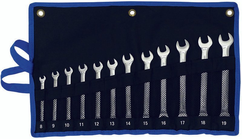 Ring-Ratschenschlüsselsatz 12-tlg. 8-19 mm in Rolltasche - Wemag