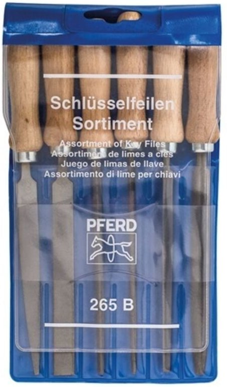 Tools 11706100 Schlüsselfeilen-Set Hieb 2 inkl. Feilenheften in Kunststofftasche Länge 100 mm - Pferd