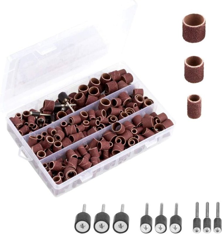 Crediri 338-teiliges Schleiftrommel-Set mit Kunststoffbox, einschließlich 329 Schleifbändern und 9 Trommeldornen 1/2', 3...