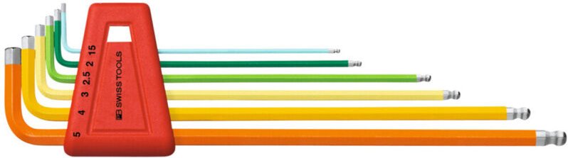 Pb Swiss Tools - Sechskant-Winkelschraubendreher-Satz, lang, pulverbeschichtet, 6-teilig