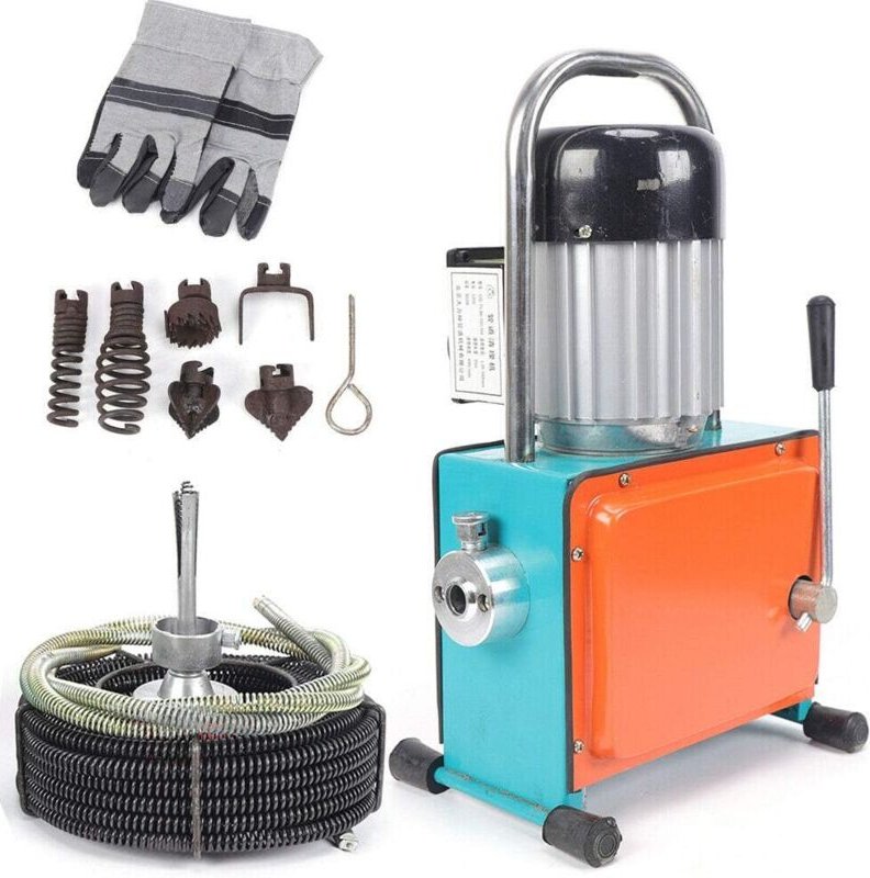 1000W Elektrische Rohrreinigungsmaschine, Rohrreinigungsgerät mit 12m Lange Spirale für Ausbaggern Abwasserrohren