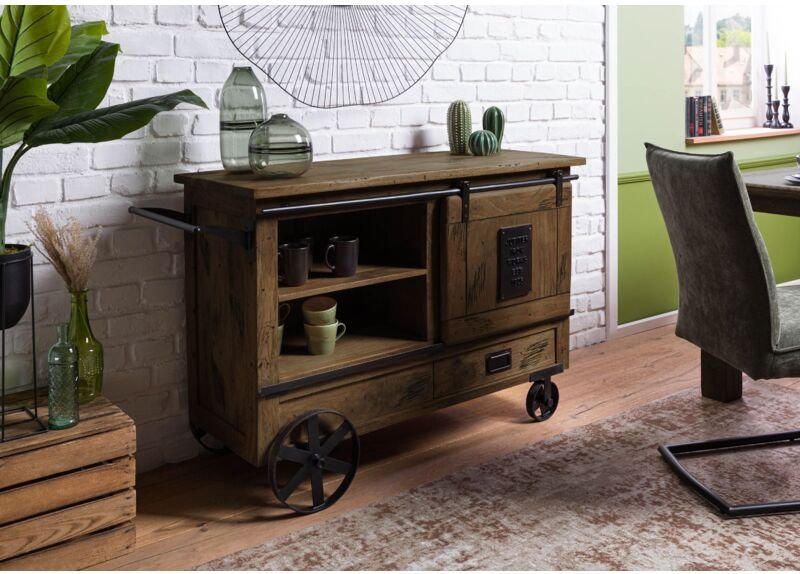 Serviertisch Mango 120x45x85 braun lackiert railway 497