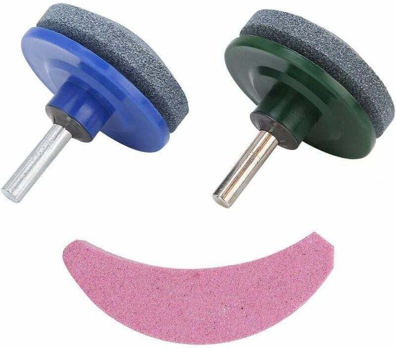 Thumbnail - SNQ - 3-teiliger Rasenmäher-Klingenschärfer, Schleifwerkzeug, Klingenschärfer mit Schmirgelmaterial für Rasenmäher, Bohr...