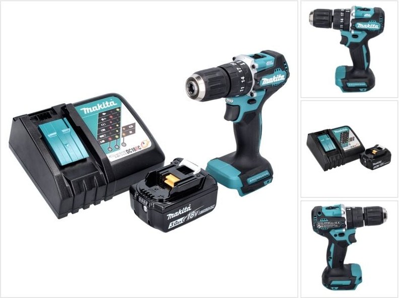Dhp 487 RF1 Akku Schlagbohrschrauber 18 v 40 Nm Brushless + 1x Akku 3,0 Ah + Ladegerät - Makita