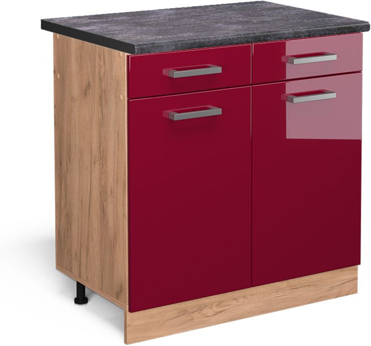 Thumbnail - Vicco - Küchenunterschrank R-Line, Bordeaux Hochglanz, 80 cm , ap Anthrazit