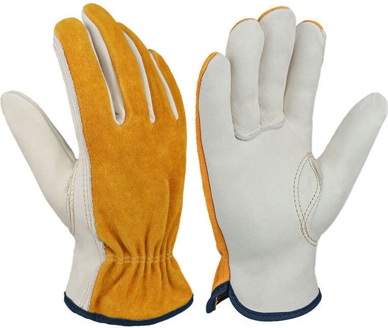 Thumbnail - 2 Paar flexible, dornenfeste Handschuhe-Set – bequeme Leder-Arbeitshandschuhe für Garten, Hof, Schweißen – für Männer un...