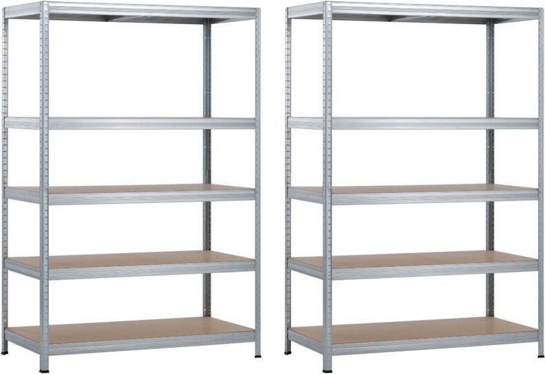 2er-Pack modulare Metallregale mit 5 Böden, 1250 kg, 120 x 60 x 180 cm Thinia Home
