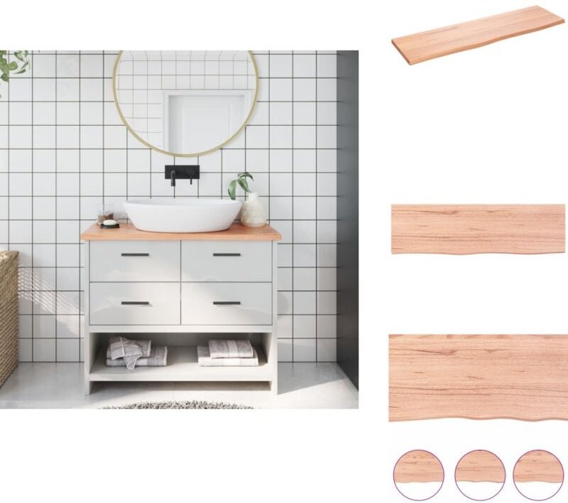 Waschtischplatte Hellbraun 100x30x2 cm Massivholz Behandelt - Holz Waschttisch Platte - Eiche Massiv - Badezimmersanieru...
