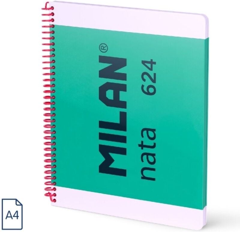 Milan - nata 624 Spiralbuch Format a4 liniert 7mm - 80 Blatt of 95 gr/m2 - mikroperforiert, 4-Loch gestanzt - Farbe grün