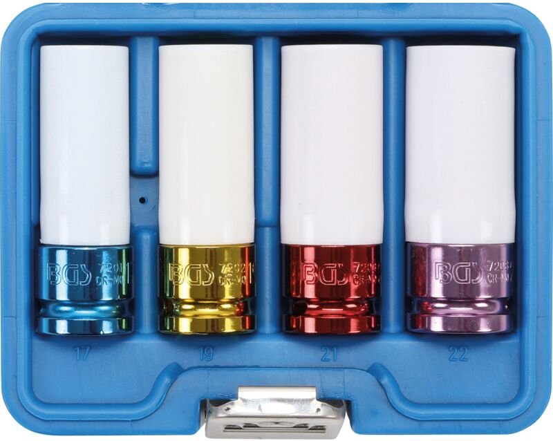 Kraft-Schoneinsatz-Satz Antrieb Innenvierkant 12,5 mm (1/2") SW 17 / 19 / 21 / 22 mm 4-tlg.