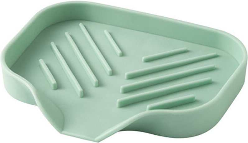 Hellgrüner Schwammhalter aus Silikon, 12,5 x 10 x 1,7 cm, 1 Spülbecken-Organizer, Ablage, Seifenbürste, geeignet für Küc...