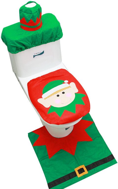 Weitere Weihnachtsdekoration, Toilettensitzbezug und Teppich-Set für Badezimmer, Weihnachtsdekoration, Schneemann, Weihn...