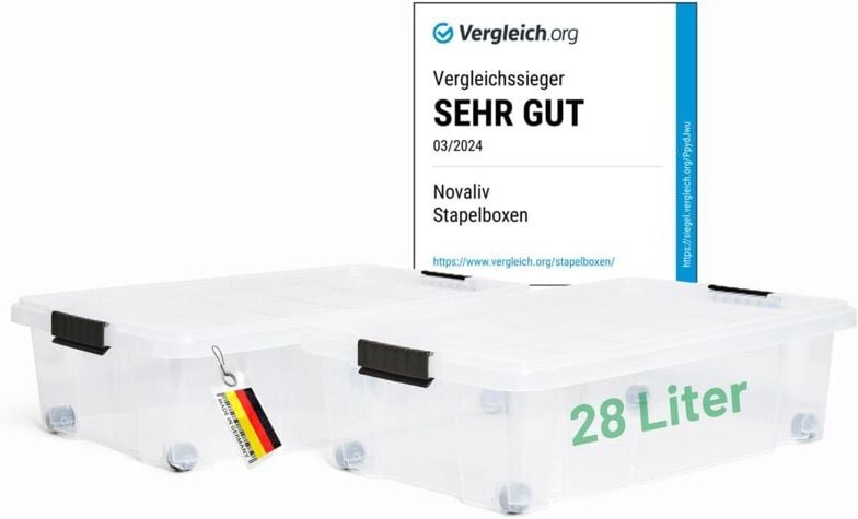 2x Novaliv Aufbewahrungsbox 2x Aufbewahrungsbox, 2x Deckel, 8x Rollen