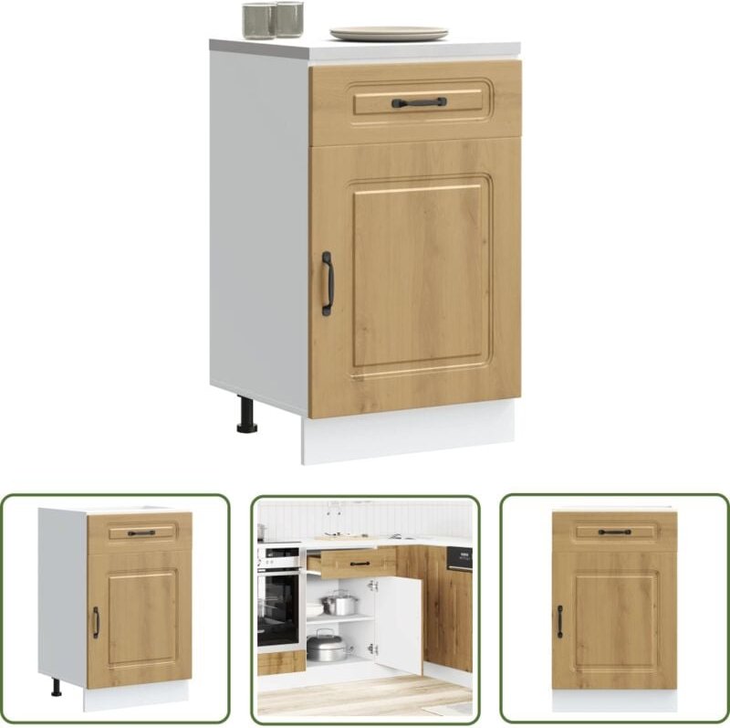 The Living Store - vidaXL Küchenunterschrank Kalmar Artisan-Eiche Holzwerkstoff