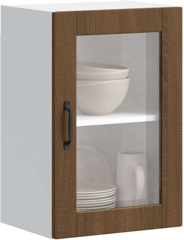 Thumbnail - Küchen-Hängeschrank mit Glastür Porto Braun Eichen-Optik Vidaxl