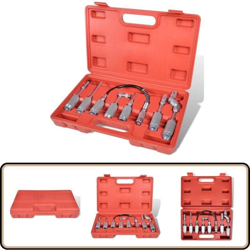 Adapter Fettpressen, 7 tlg. Set, Panzerschlauch - Fettpresse Zubehör - Schmiernippel Satz - Adapter - Panzerschlauch - W...