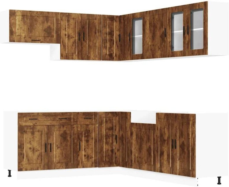 11-tlg. Küchenschrank-Set Porto Räuchereiche Holzwerkstoff vidaXL