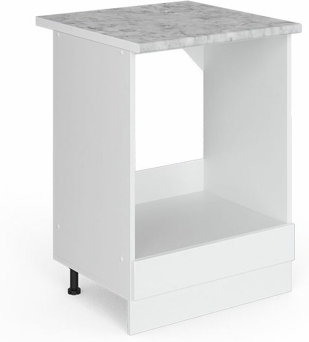 Herdumbauschrank R-Line, Weiß Hochglanz, 60 cm , AP Marmor, Vicco