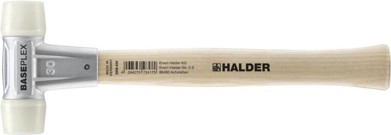 BASEPLEX-Schonhammer, Nylon / Nylon mit Zinkdruckguss-Gehäuse und Holzstiel D=30 mm 3908.030