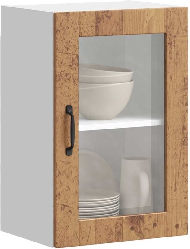 Küchen-Hängeschrank mit Glastür Porto Altholz-Optik Vidaxl