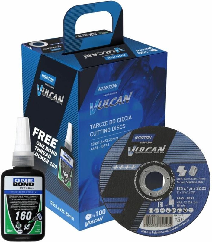 Tarcza.vulcan 125 x 1,6 /100szt.+ klej one bond - Norton