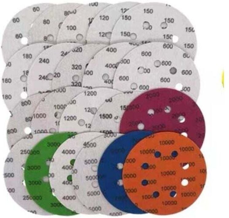 21-teilige Schleifscheiben, rundes Schleifpapier, 75 mm Klett-Schleifscheiben, Nass- und Trockenschleifscheiben (60–10.0...