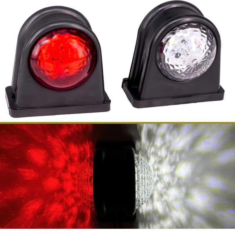 2 x 8 LED-Seitenmarkierungsleuchten, 12/24 v, doppelseitige Anhänger-Seitenleuchte, Warnung, rotes weißes Licht für lkw,...