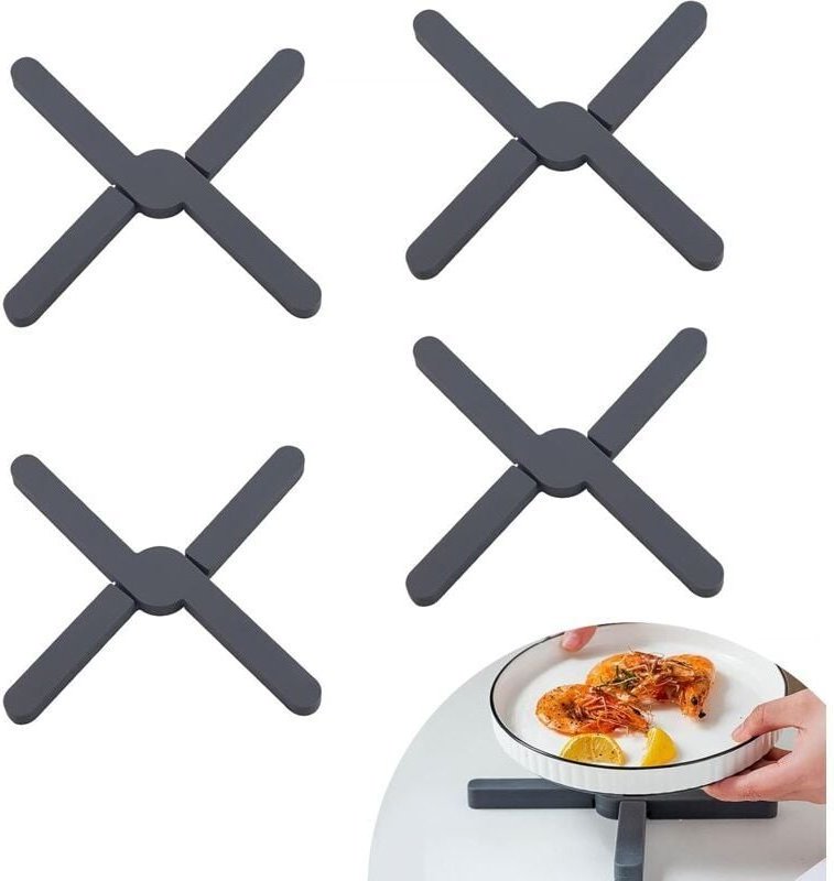 Thumbnail - Faltbarer Topfuntersetzer aus Silikon, 20 cm lang, hitzebeständig, Topflappen, 1,3 cm dick, rutschfest, hitzebeständig, ...