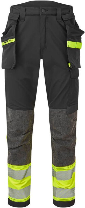 Portwest EV4 Warnschutz Stretch Bundhose Klasse 1 mit abnehmbaren Holstertaschen Regulär Gelb 44