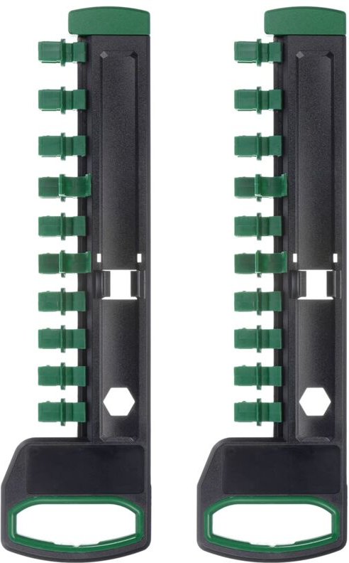 2er-Pack 1/2 Zoll Steckdosen-Organizer mit 12 Clips, tragbar, ABS-Kunststoff, grün