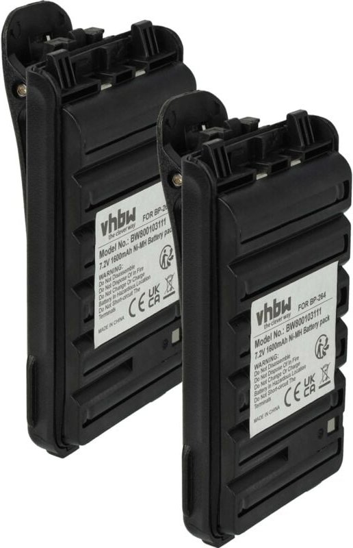 vhbw 2x Akku kompatibel mit Icom IC-V80, IC-U80, IC-T70E, IC-V80E Funkgerät, Walkie Talkie (1600 mAh, 7,2 V, NiMH) + Gür...