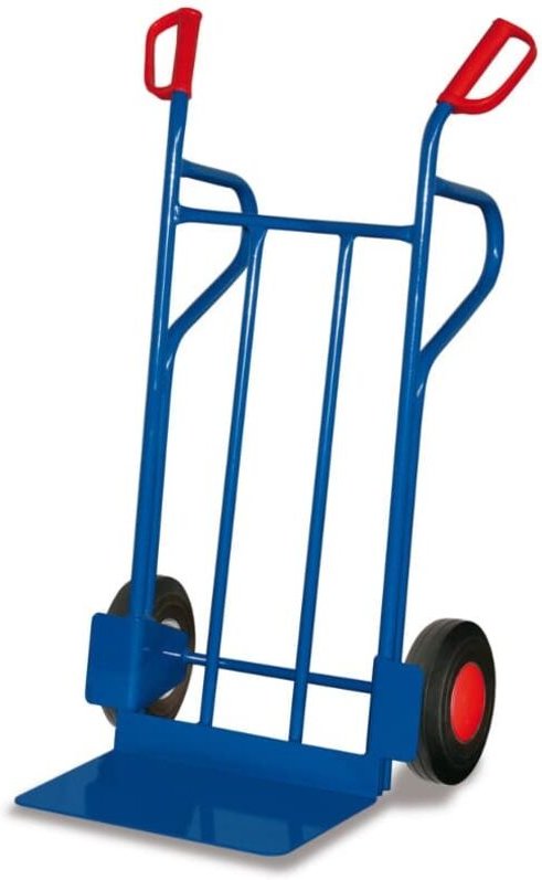 VARIOfit Stahlrohrkarren 250kg Tragkraft mit Standbügeln, große Schaufel Vollgummibereifung