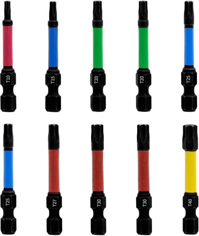 Torx-Schraubendreher-Bit-Set, 10-teilig, Länge 50 mm, magnetische Schlagschrauber-Bits T10-T40, mit 1/4-Zoll-Sechskantsc...