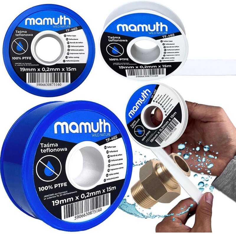 Taśma teflonowa 19mm x 0,2mm x 15m TF-465 MAMUTH
