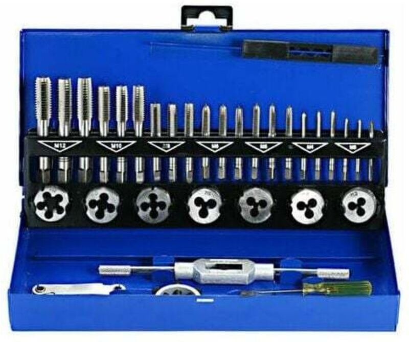 Tigrezy Gewindebohrer- und Schneideisensatz, 32-teilig, HSS-Gewindebohrer- und Schneideisensatz, metrischer Schraubensch...
