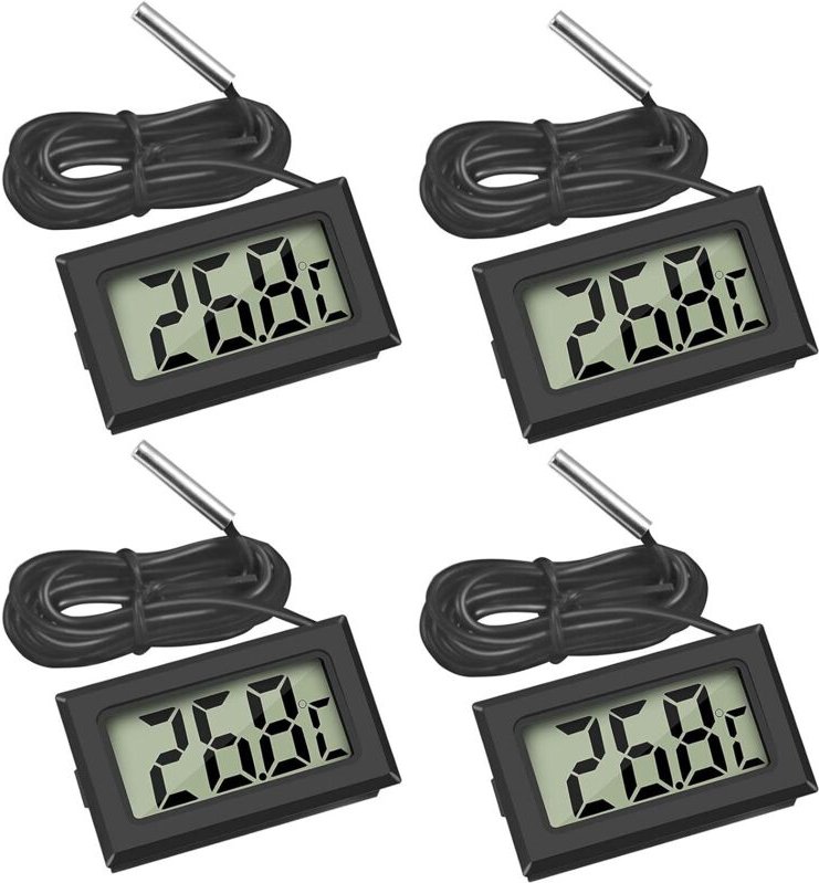 Thumbnail - Mini-Digitalthermometer mit wasserdichter externer Sonde für Kühlschrank, Gefrierschrank, Aquarium, 4 Stück