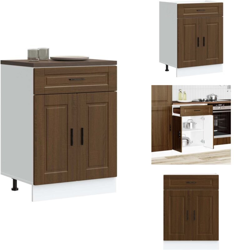 Küchenunterschrank Porto Braun Eichen-Optik Holzwerkstoff - Küchenunterschrank - Küchenunterschränke - Spülenunterschran...