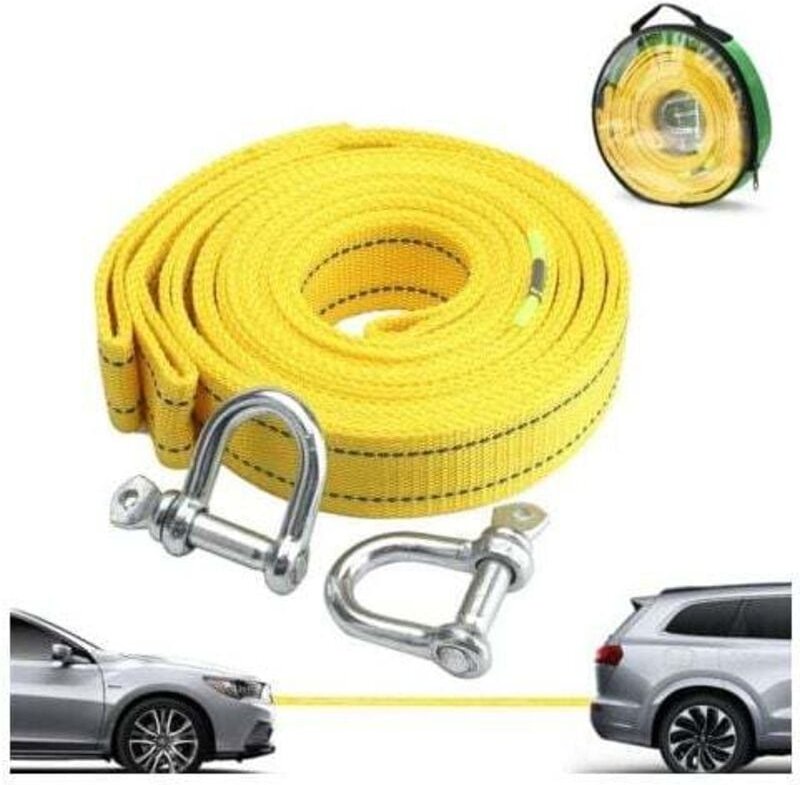 Hochleistungs-Abschleppgurt mit zwei D-Ring-Sicherheitshaken für Seilwinde, 5 Tonnen Tragkraft und 5 m Länge FLITI