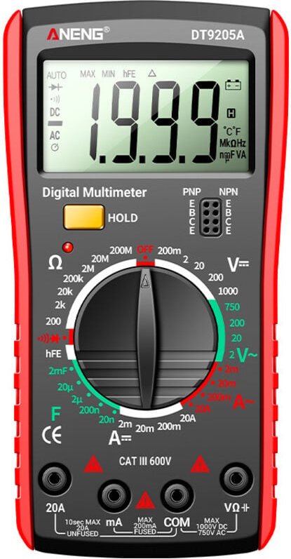 Digitalmultimeter mit 2000 Counts, True RMS Digitalmultimeter, Auto Range zur Messung von Spannung, Strom, Widerstand, L...