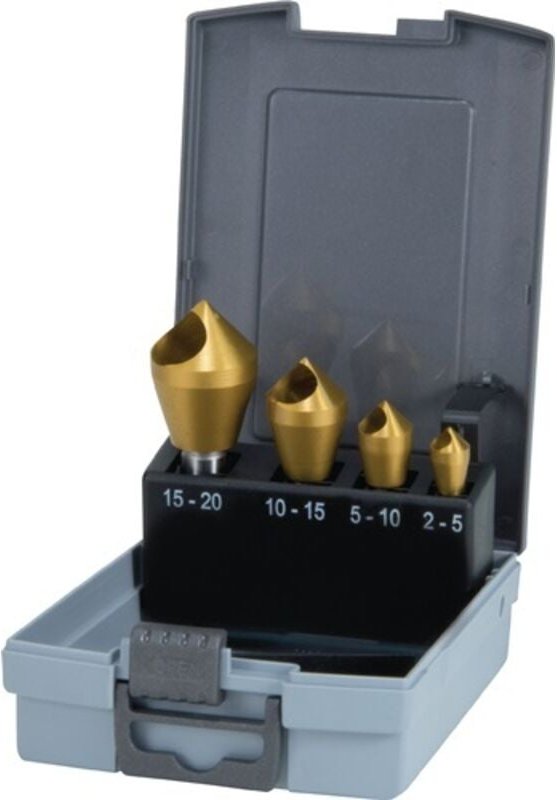 Ruko - Kegel- und Entgratsenker-Satz mit Querloch 4tlg. HSS-TiN in Kunststoffkassette - 102312TRO