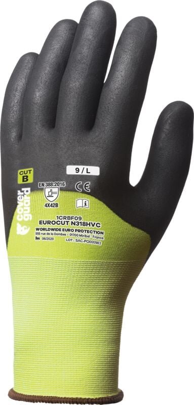Set aus 5 - EUROCUT N318HVC Schnittschutzhandschuhe - Gelb Größe 9