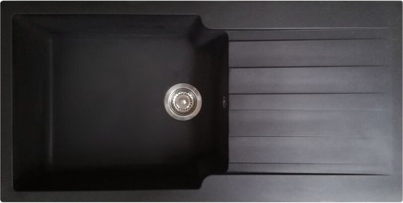 Essebagno - Sierra Spülbecken 1 große Spüle 1 Abtropffläche aus schwarzem Harz