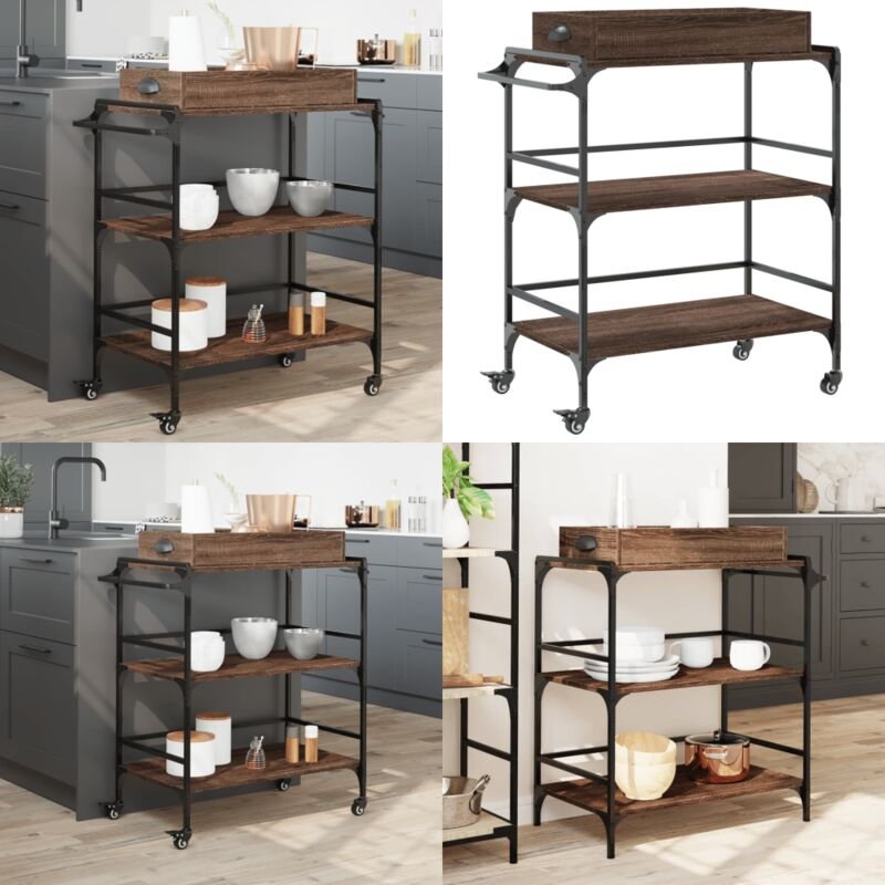 Küchenwagen Braun Eichen-Optik 81,5x41x92,5 cm Holzwerkstoff - Küchenwagen - Holzwerkstoffmöbel - Esstisch - Barhocker -...